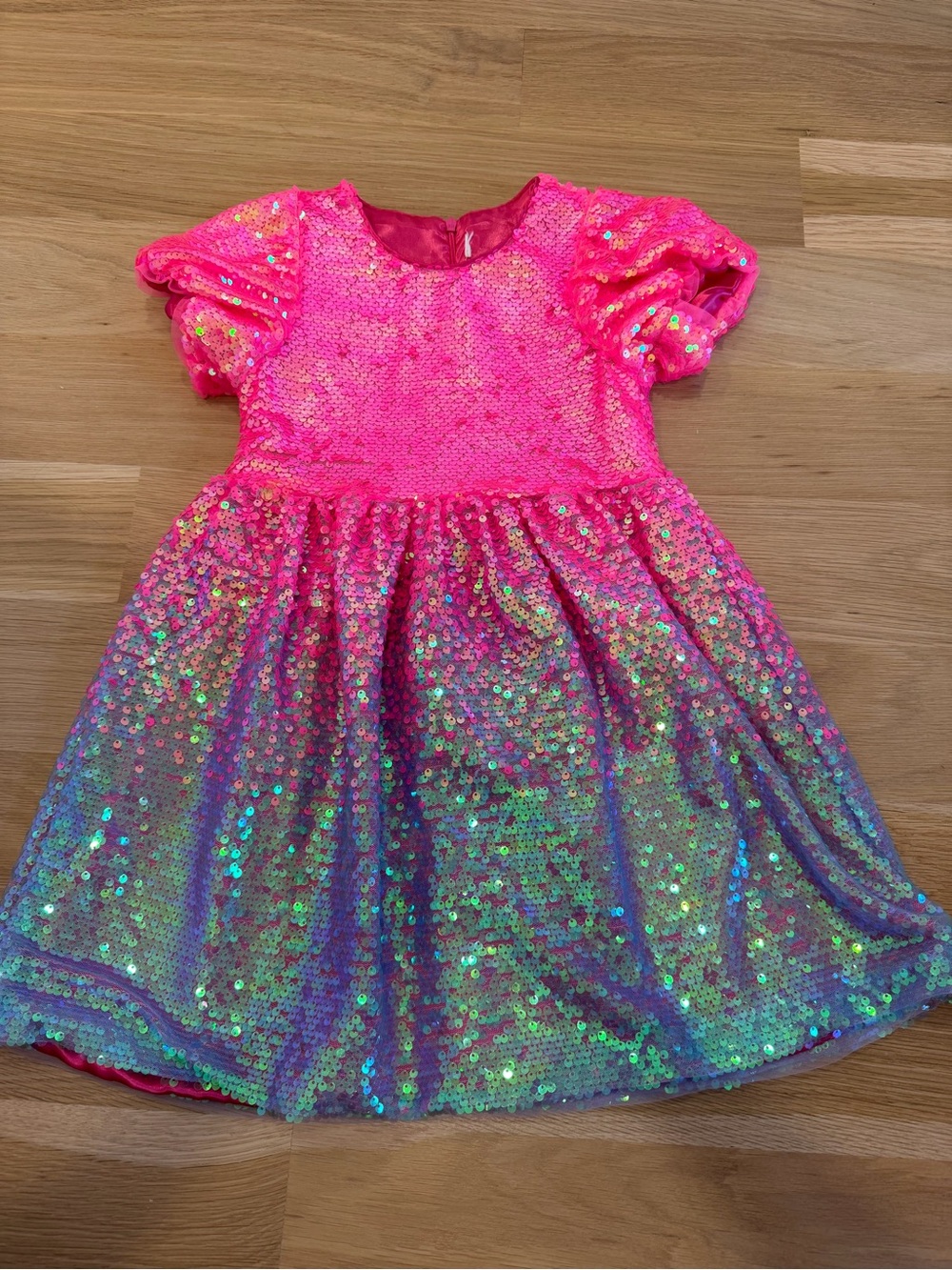 Lola + The Boys Hot Pink & Iridescent Sequin Party Dress